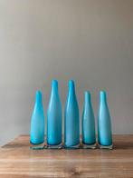 Murano Leonardo Lichtblauwe Flessen/Vaasjes Set, Gebruikt, Blauw, Ophalen of Verzenden, Glas