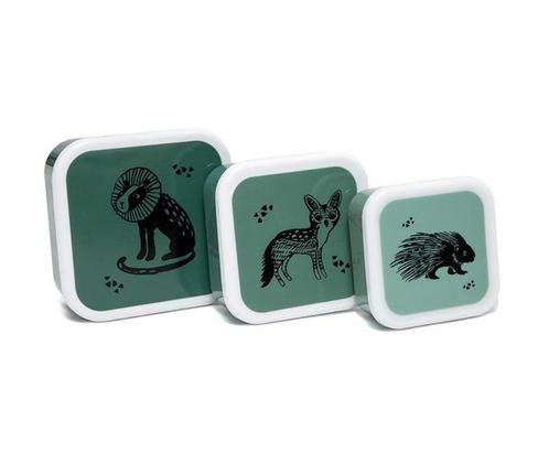 Set Snackboxen snack boxen Dieren Groen Petit Monkey, Diversen, Schoolbenodigdheden, Nieuw, Ophalen of Verzenden