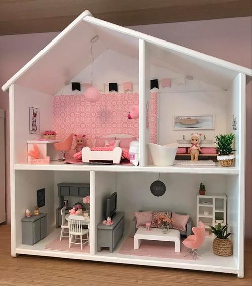 Modern poppenhuis volledig ingericht roze nieuw, Kinderen en Baby's, Speelgoed | Poppenhuizen, Nieuw, Poppenhuis, Ophalen