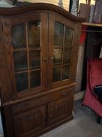 Eiken  kast met glazen deuren, Ophalen, Info@inenuit.com, Gebruikt, 100 tot 150 cm