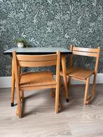 Vintage school/bureau tafel icl 2 stoeltjes, Kinderen en Baby's, Kinderkamer | Tafels en Stoelen, Ophalen, Gebruikt, Tafel(s) en Stoel(en)