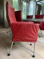 Eetkamerstoelen Montis Chaplin rood leer 6x - Goede Staat!, Huis en Inrichting, Stoelen, Ophalen, Gebruikt, Leer, Vijf, Zes of meer stoelen