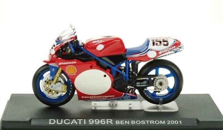 59919: Ducati 996R - Ben bostrom - 2001 - Atlas 1:24, Hobby en Vrije tijd, Modelauto's | 1:24, Zo goed als nieuw, Motor, Overige merken