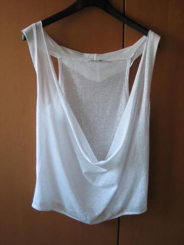 Prachtig wit linnen hesje of top TRANSFER, 36-38, snazzeys beschikbaar voor biedingen