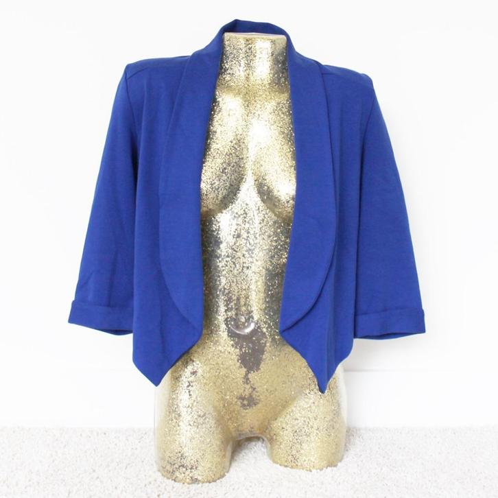 Blauw Eksept Jasje (L) - 501 € 20,-, Kleding | Dames, Jasjes, Kostuums en Pakken, Zo goed als nieuw, Jasje, Maat 42/44 (L), Blauw