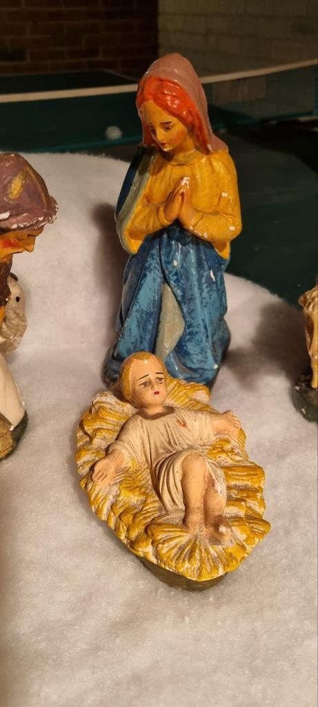 5 antieke kerstbeelden, kerststal, Antiek en Kunst, Antiek | Religie, Ophalen of Verzenden