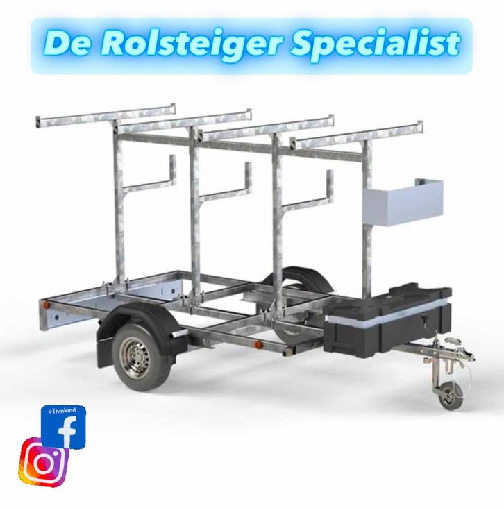 Steigeraanhanger voorraad modellen, Doe-het-zelf en Verbouw, Steigers, Nieuw, Rolsteiger of Kamersteiger, 5 meter of hoger, Ophalen of Verzenden