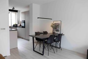 Eettafel marmerlook zwart 90x160 INCL. 6 eetkamerstoelen
