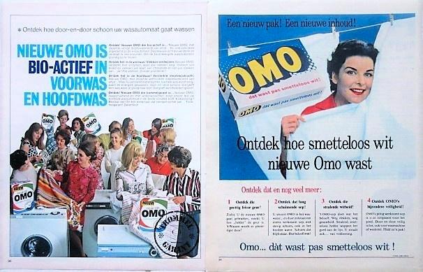 38 vintage reclames Omo wasmiddel 1957-77 wasmiddels was, Verzamelen, Merken en Reclamevoorwerpen, Gebruikt, Reclamebord, Ophalen of Verzenden