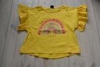 Wibra - Kort geel shirtje - 104, Meisje, Ophalen of Verzenden, Zo goed als nieuw, Shirt of Longsleeve