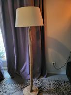 Lamp natuurlijk hout linnen kap creme, Ophalen, Zo goed als nieuw, Hout, Minder dan 100 cm