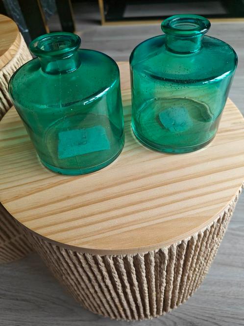 Vaasjes te koop, Huis en Inrichting, Woonaccessoires | Vazen, Gebruikt, Groen, Glas, Ophalen of Verzenden