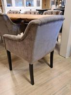 *ACTIE* 6 Stuks Landelijke Eetkamerstoelen Nikky Stof Taupe, Landelijke eetkamerstoelen capiton stof tempo 12 taupe velours, Nieuw