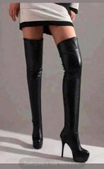 Overknee stiletto laars PU leer maat 37. Nieuw, Kleding | Dames, Hoge laarzen, Zwart, Nieuw, Ophalen of Verzenden