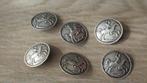 6 stuks zilveren antieke knopen paard met ruiter plm 1800, Antiek en Kunst, Antiek | Goud en Zilver, Ophalen of Verzenden, Zilver