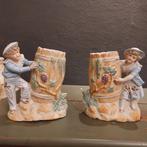 set van 2 antieke Franse pronkvaasjes van biscuit porselein, Ophalen of Verzenden