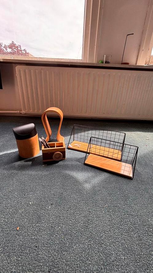 Minimalistische Bamboe Bureauset – Stijlvol & Functioneel, Huis en Inrichting, Woonaccessoires | Prullenbakken, Zo goed als nieuw
