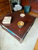 Massief kersenhouten salontafel 1x1 m., Ophalen, Gebruikt, 50 tot 100 cm, Vierkant