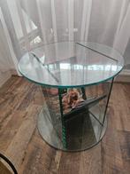 Te koop mooie glazen tafel van Helderr design, Huis en Inrichting, Ophalen, Minder dan 50 cm, Gebruikt, Rond