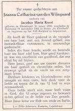 Wijngaard Joanna 1890 Dinteloord 1962 Halsteren, Ophalen of Verzenden, Bidprentje