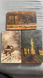 Schilderijtjes olieverf op hout, Ophalen, Voor 1940, Gebruikt
