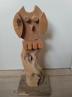 Handgemaakt houten uiltje op drijfhout, Ophalen of Verzenden, Nieuw, Dier