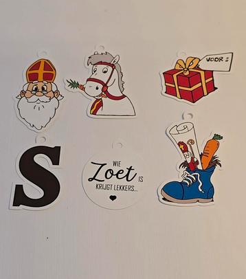 Setje van 6 zelfgemaakte Sinterklaas labeltjes  beschikbaar voor biedingen