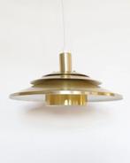Vintage Deens design messing hanglamp schalenlamp goud, Vintage retro midcentury deens design, Onbekend, Ophalen of Verzenden