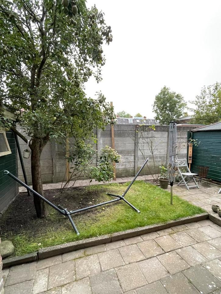 Hangmat met onderstel - Groen gestreept doek, Tuin en Terras, Hangmatten, Gebruikt, Eenpersoons, Met standaard, Buiten, Ophalen