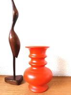 Oranje vaasje - vintage keramiek/aardewerk vaas - jaren 60, Gebruikt, Aardewerk of Porselein, Oranje, Ophalen of Verzenden
