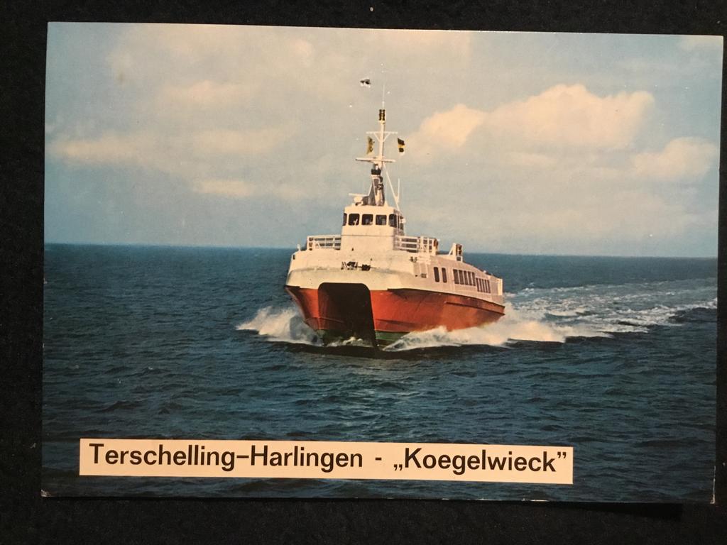 Oude ansichtkaart Terschelling veerboot Koegelwieck, Verzamelen, Ophalen of Verzenden, 1960 tot 1980, Gelopen, Friesland