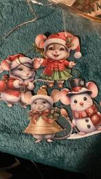 Muis kerstboomhangers set 4 kerstman sneeuwpop kerstbel ster, Ophalen of Verzenden, Nieuw