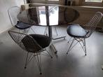 Ronde glazen eettafel - retro, Huis en Inrichting, Tafels | Eettafels, Ophalen, Gebruikt, 100 tot 150 cm, Rond