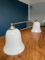 Art deco hanglamp met 2 glazen kelken: breedte 80 hoog 105, Art deco, Ophalen of Verzenden, Zo goed als nieuw, Glas