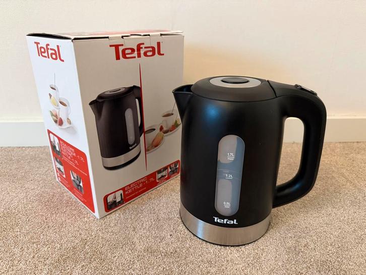 Tefal Waterkoker Snow zwart 1.7 ltr KO3308, Witgoed en Apparatuur, Waterkokers, Nieuw, 1 tot 2 liter, Draadloos, Rvs, Ophalen of Verzenden