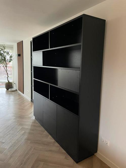NIEUW Zwarte Houten Wandkast / Boekenkast / Vakkenkast, Huis en Inrichting, Kasten | Boekenkasten, Nieuw, 150 tot 200 cm, 200 cm of meer