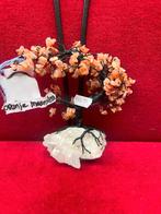 ORANJE MAANSTEEN BOOM OP PRACHTIG BERGKRISTAL NU € 55,00, Ophalen of Verzenden, Mineraal