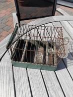 Oud brocante vogelkooitje met glazen drinkbakje, Antiek en Kunst, Ophalen of Verzenden