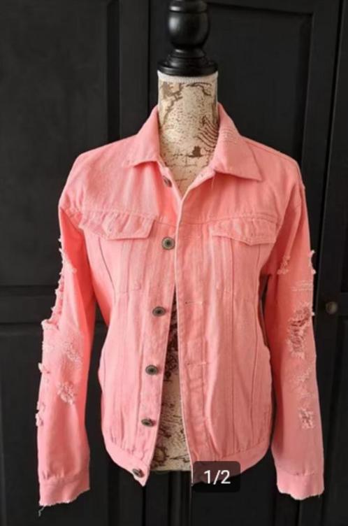 Mooi stoer roze spijkerjasje, Kleding | Dames, Jasjes, Kostuums en Pakken, Nieuw, Jasje, Maat 42/44 (L), Roze, Ophalen of Verzenden