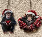 Aap chimpansee kerstmuts 2 kerstboomhanger tashanger ster, Ophalen of Verzenden, Nieuw