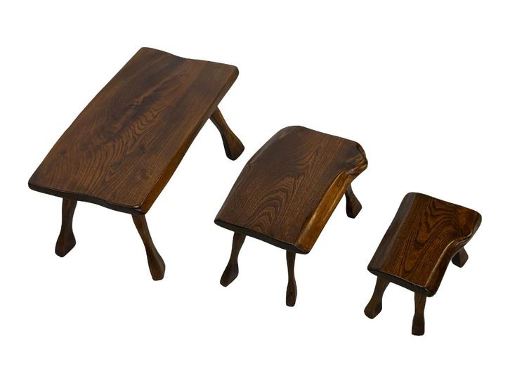 Vintage Organische houten bijzettafels Wabi Sabi Brutalist, Huis en Inrichting, Tafels | Bijzettafels, Rechthoekig, Minder dan 45 cm