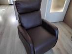 Relaxfauteuil stoel bruin kunstleder, Ophalen, Kunststof, Gebruikt, 75 tot 100 cm