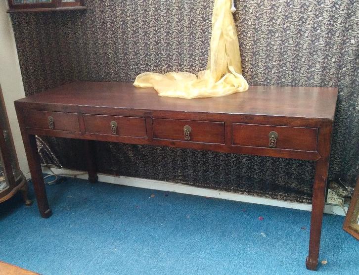Chinese SIDE-TABLE met 4 laden, lengte 175 cm en 80 cm hoog, Antiek en Kunst, Antiek | Meubels | Tafels, Ophalen