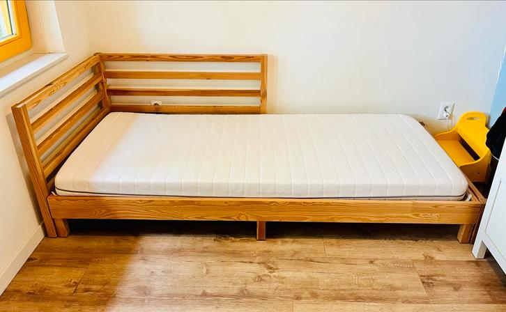 IKEA Tarva (uitschuif)bed - 80/160x200, Huis en Inrichting, Slaapkamer | Bedden, Gebruikt, Eenpersoons, 80 cm, 200 cm, Hout, Bruin