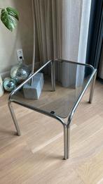 Chrome rookglas bijzettafel of salontafel spaceage, Huis en Inrichting, Ophalen, Minder dan 50 cm, Gebruikt, Glas