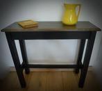 Gesleten zwart bruin brocante bankje/kruk/landelijk/vintage, Antiek en Kunst, Ophalen of Verzenden