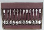 12 Verzilverde biedermeier lepeltjes in doos - zgan ( Set1), Ophalen of Verzenden