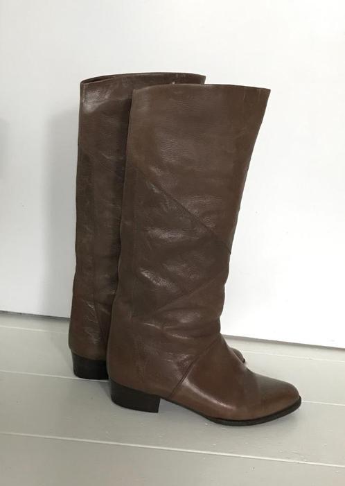 Mooi! Vintage laarzen zonder rits bruin leer  Gabor 40, Kleding | Dames, Schoenen, Gedragen, Hoge laarzen, Bruin, Verzenden