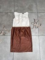 S.OLIVER 100% PUJR ZIJDE BRUIN WIT COCKTAIL JURK JURKJE 42, Bruin, Maat 42/44 (L), Cocktailjurk, Ophalen of Verzenden