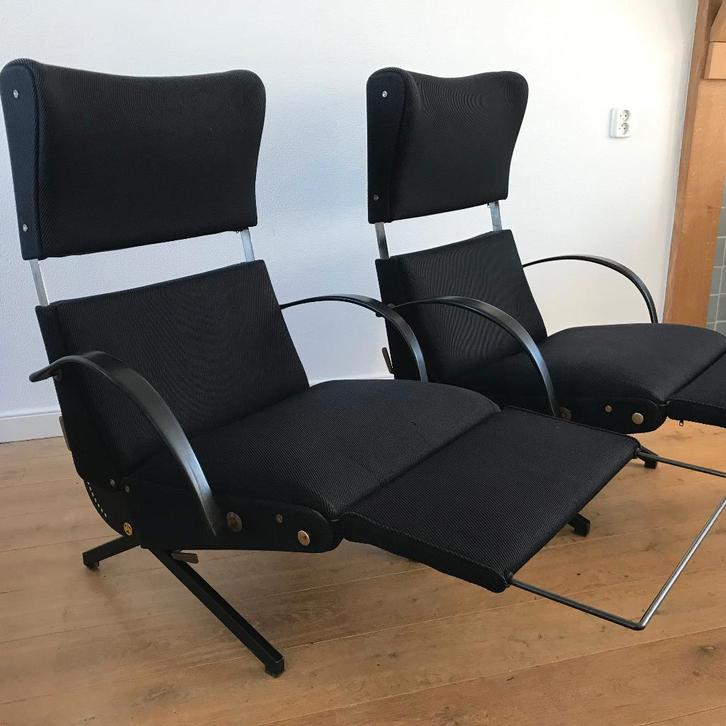 Set 2 vintage Tecno P40 lounge chairs  fauteuils, Huis en Inrichting, Fauteuils, Gebruikt, 50 tot 75 cm, 75 tot 100 cm, Ophalen of Verzenden